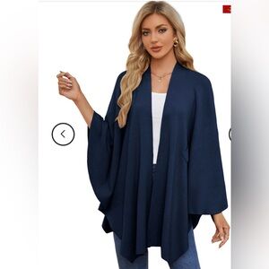 NWT PULI Women's Shawl Wrap Open Front Poncho Sweater for Spring Fall Winter